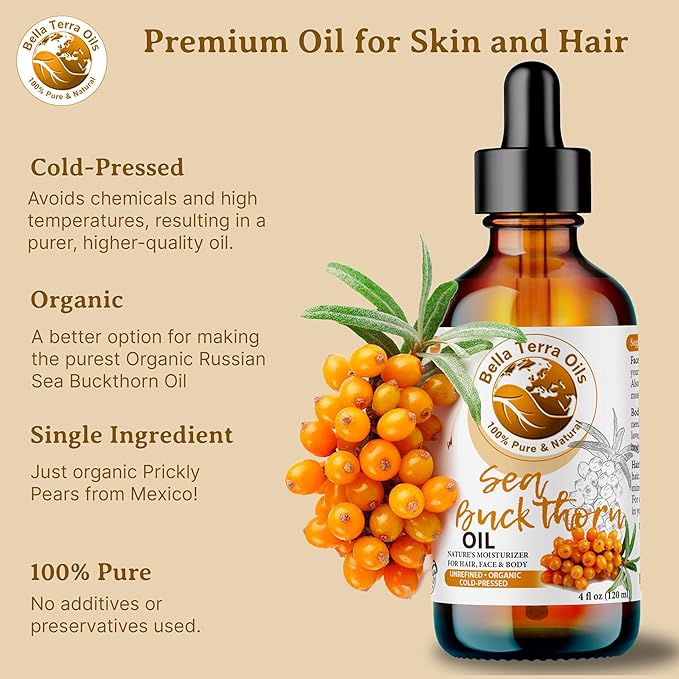 Bella Terra Oils Pure Sea Buckthorn Oil – 1gallon, Enhances Hair and Skin Appearance, Rich in Nutrients, Non-Greasy, Quick Absorbing-VivaGrace Women
