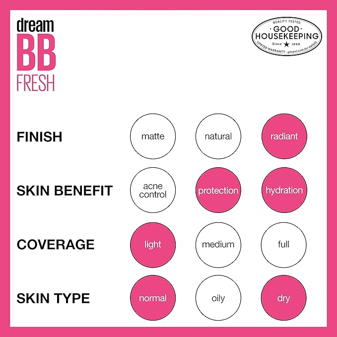 Maybelline Dream Fresh Skin Hydrating BB Cream, 8-in-1 Skin Perfecting Beauty Balm With Broad Spectrum Spf 30, Sheer Tint Coverage, Oil-Free, Deep, 1 Fl Oz-VivaGrace Women