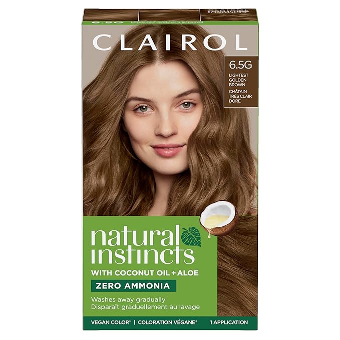 Clairol Natural Instincts Demi-Permanent Hair Dye, 6.5G Lightest Golden Brown Hair Color, Pack of 1-VivaGrace Women