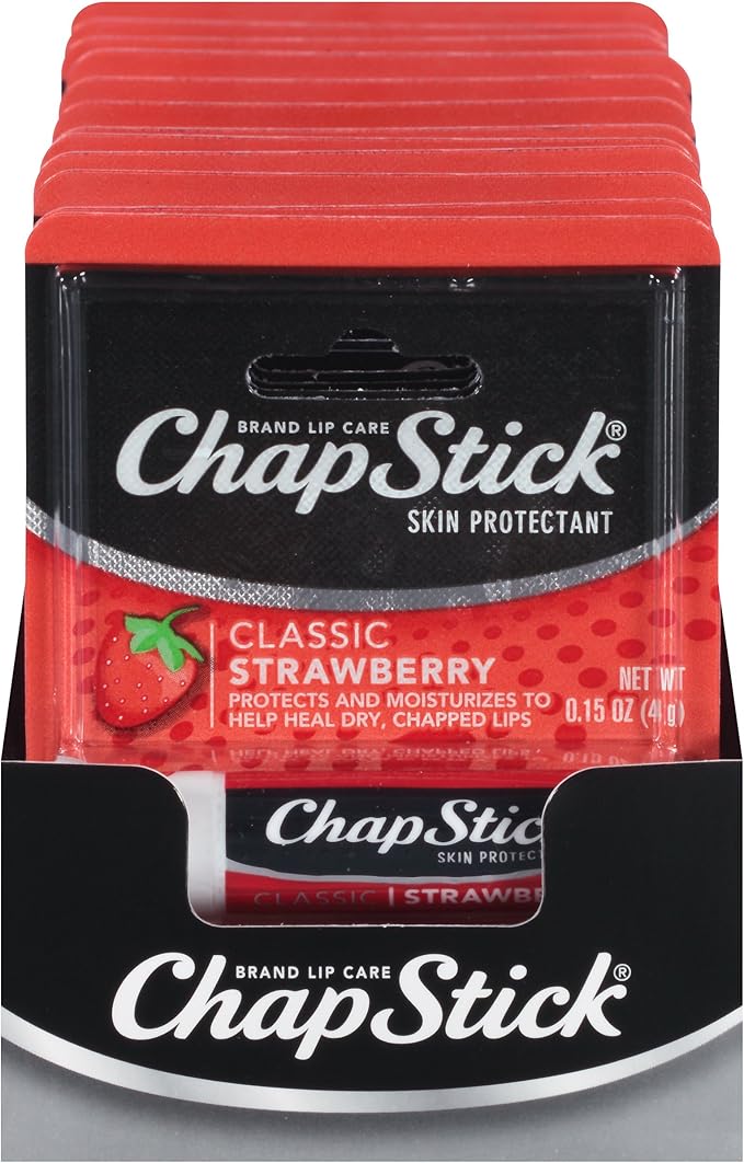 ChapStick Classic Skin Protectant (Strawberry, 0.15 Ounce Stick ,24 Count (Pack of 1)-VivaGrace Women