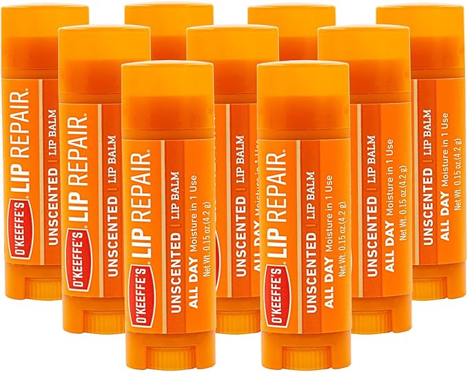 O'Keeffe's Unscented Lip Repair Lip Balm for Dry, Cracked Lips, Stick, (Pack of 9)-VivaGrace Women