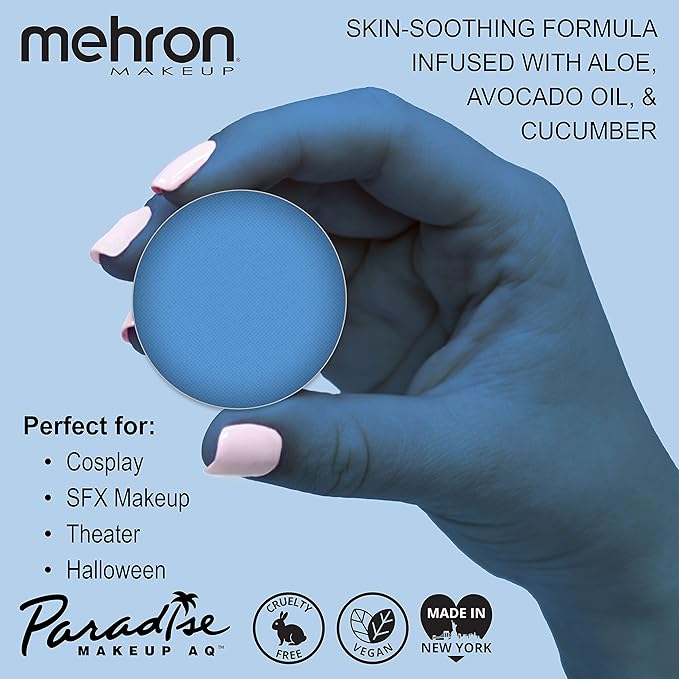 Mehron Paradise Makeup AQ Refill, Sky, Water Activated Face Paint, Body Paint, Cosplay Makeup, Cream, 0.01 oz-VivaGrace Women