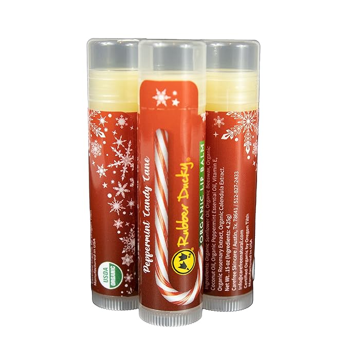 Rubber Ducky Carefree Natural Organic Lip Balm - Instant Hydration & Lip Moisturizer for Very Dry Lips - Vanilla Mint Lip Balm Flavor with Vitamin E - Vegan, Certified Organic Lip Care - 3 Pack-VivaGrace Women