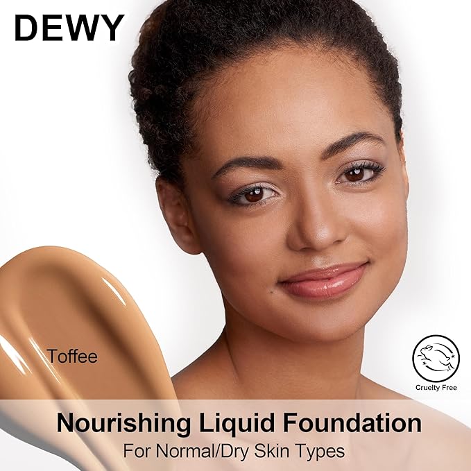 FV 2 Pack Hydrating Liquid Foundation Makeup, Waterproof & Lightweight, Natural Finish with Medium Coverage, Ideal for Dry and Normal Skin (Nourishing Toffee)-VivaGrace Women