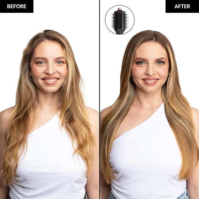 FoxyBae Super Styler Pro Interchangeable 5 in 1 Hair Styler Wand Curling Iron Set - w/Drying Cylinder, Ceramic Blowout & Round Brushes, 2 Auto-Wrap Curlers - Frizz-Free, Smooth Hair [Black Rose-Gold]-VivaGrace Women