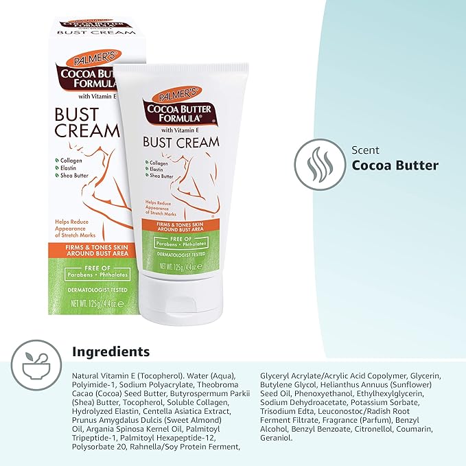 Palmer's Cocoa Butter Formula Bust Cream for Pregnancy Skin Care with Vitamin E, 4.4 oz. (Pack of 3)-VivaGrace Women