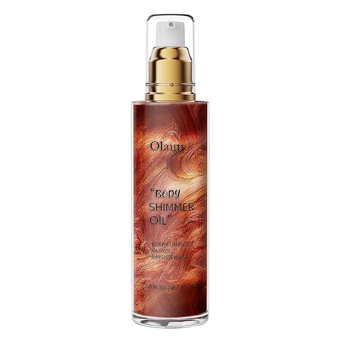 Shimmer Body Oil, Highlighter Makeup Smooth Glitter Glow Liquid Foundation for Face & Body,Liquid Illuminator Body Shimmer Lotion for Women (4# Golden Brown)-VivaGrace Women