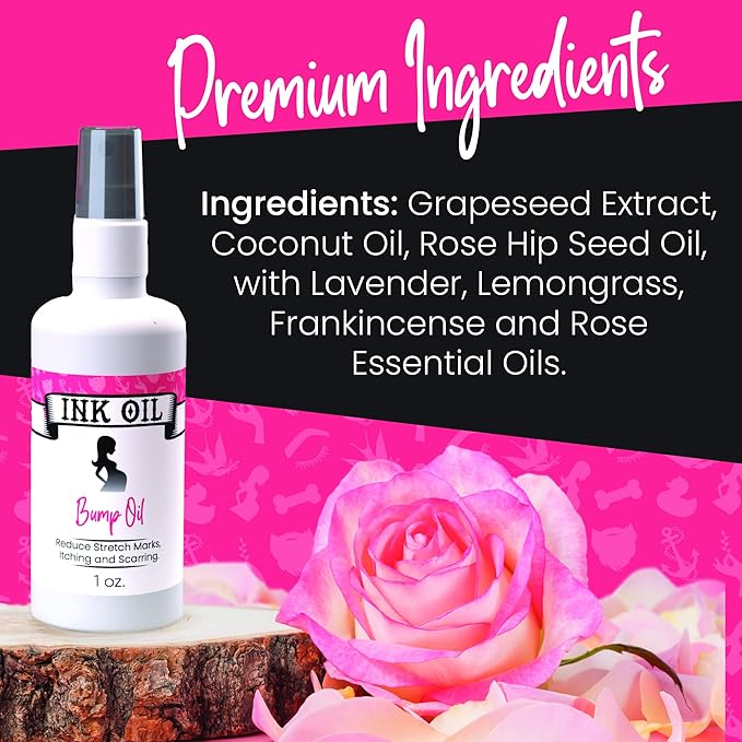 Ink Oil Bump Oil Stretch Mark Treatment | Baby Bump Essentials | Scar Removal | Pregnancy Must Haves First Trimester | Maternity Care | Ink - Bio Oil Stretch Marks Pregnancy | Advanced Skincare-VivaGrace Women