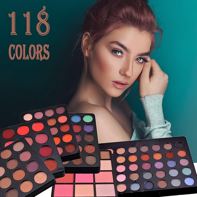 118 Colors Makeup Kit All-in-one Makeup Set, Cosmetic-Gift for Women -Include Makeup Brush Set, Eyeshadow Palette, Brow Powder, Eyebrow Pencil, Lip brush -(Multicolor 101)-VivaGrace Women