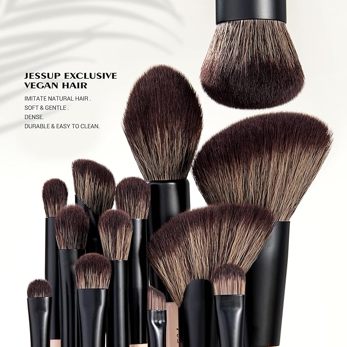 Jessup Makeup Brushes Set 7pcs Double Sided Makeup Brushes for Foundation Concealer Blush Eyeshadow Contour Bronzer Powder Blending Eyebrow Eyeliner, Cruelty-Free Make up Brushes Peach Dust T600-VivaGrace Women
