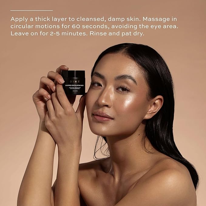 DIME Beauty Whipped Exfoliating Mask, Face Scrub and Cleanser, Lactic Acid and Salicylic Acid Scrub, 2 oz / 60 ml-VivaGrace Women