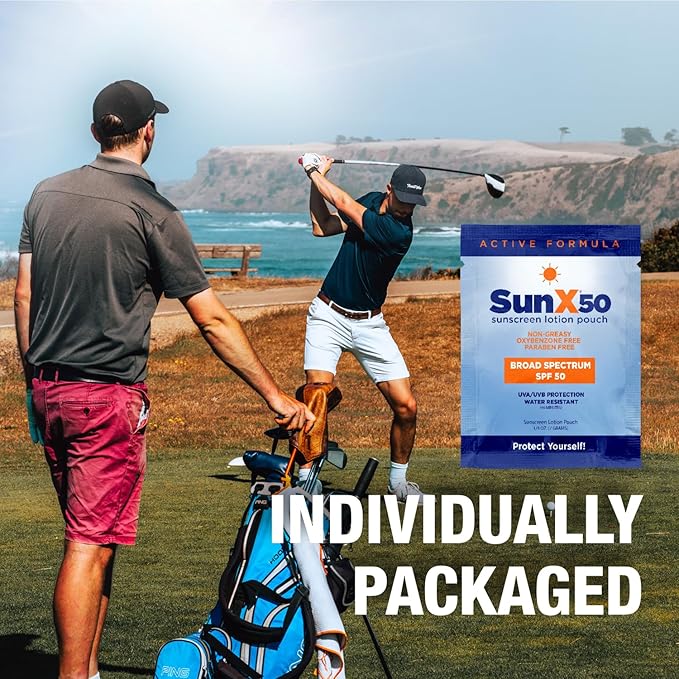 CoreTex Sun X 50 SPF Broad Spectrum Sunscreen Packets with Resealable Travel Bag - Pack of 15 Paraben, Oxybenzone, Octinoxate, & Oil Free Sunscreen - Water & Sweat Resistant Up to 80 Minutes-VivaGrace Women