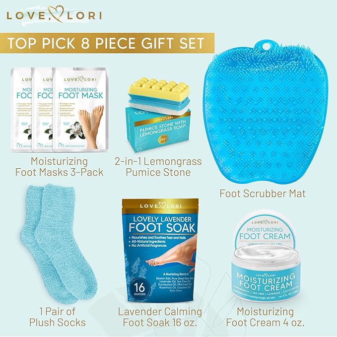 LOVE, LORI Foot Spa Kit, Foot Care Kit, Self Care Gifts for Women, 8 Piece Pedicure Kit, Great Valentine Day Gifts for Her, Gifts for Women, Spa Gifts-VivaGrace Women