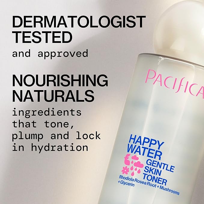 Pacifica Happy Water Hydrating Facial Toner Mist – Vegan Ceramides, Hyaluronic Acid & Electrolytes, Refreshing & Calming for Balanced Skin, Clean Beauty, Vegan, Cruelty-Free, All Skin Types, 4 oz-VivaGrace Women