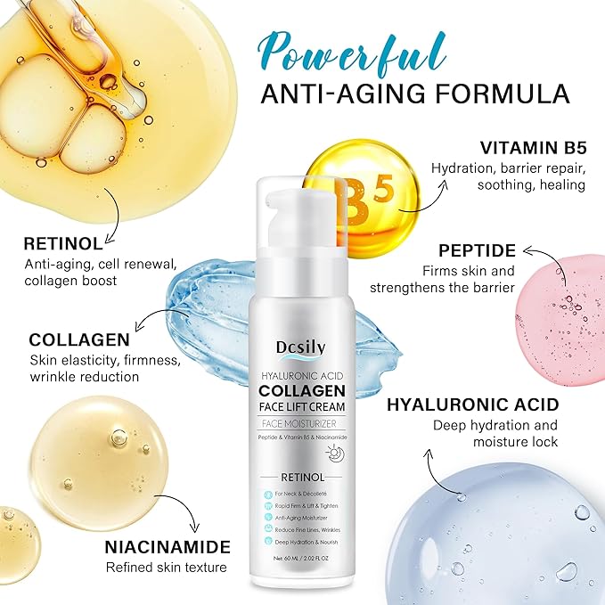 Tighten and Lift Neck Cream: Instant Face Lift Cream - 6-in-1 Anti-Aging Face Moisturizer for Anti-Wrinkle, Firm - Collagen, Retinol, Peptides & Hyaluronic Acid Neck Firming Cream for Skin Care-VivaGrace Women