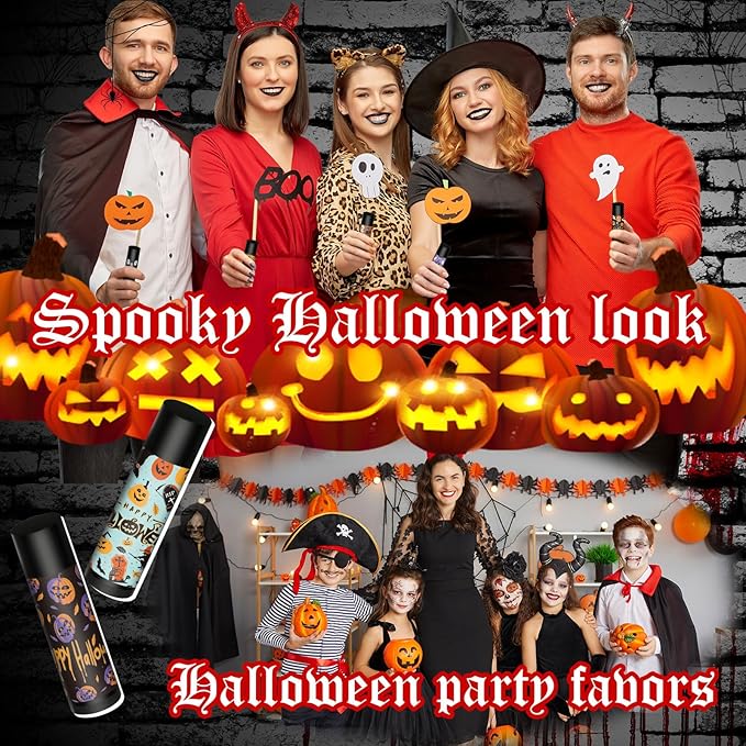 48 Pcs Halloween Spooky Lip Balm Gifts Bulk Black Lip Moisturizers Makeup Lipstick Ghost Spiderweb Skull Bat, Honey Flavor for Halloween Party Treat Bag Stuffers Women Men Adults-VivaGrace Women