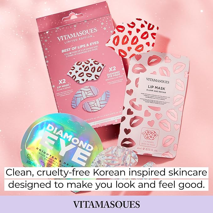 Vitamasques Under Eye Patches & Lip Mask Sheets, Best of Eyes & Lips Set - Eye Patches for Puffy Eyes - Under Eye Masks for Dark Circles and Puffiness-VivaGrace Women