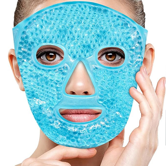Ice Pack Face Eye Mask for Dark Circles and Puffiness,Gel Cold Cooling Face Mask for Migraines, Headache, Stress and Relaxation (Blue)-VivaGrace Women