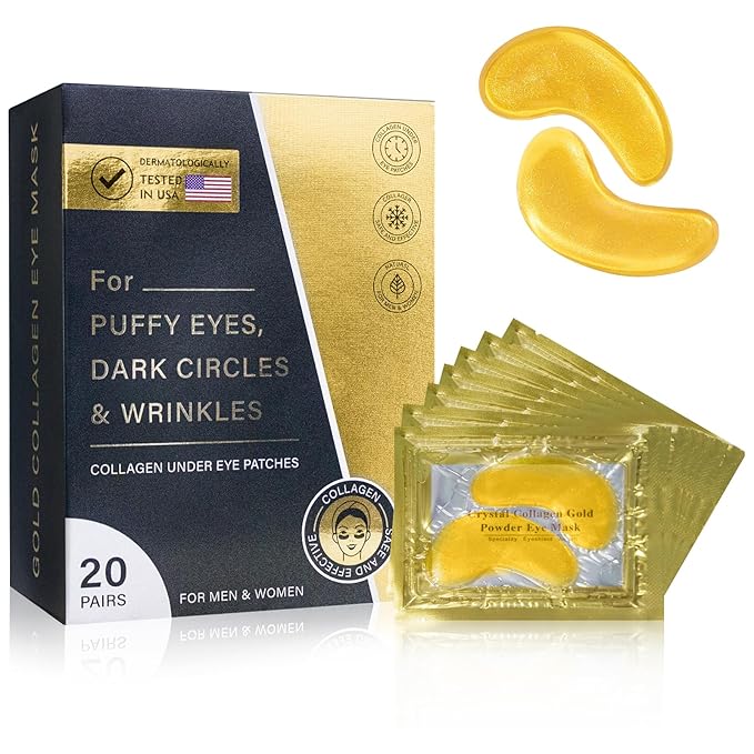 Under Eye Patches for Puffy Eyes and Dark Circles (20 Pairs), Under Eye Gold Mask with Hyaluronic Acid & Collagen to Reduce Wrinkles and Relieve Pressure, Eye Care Treatment for Men & Women Gift-VivaGrace Women