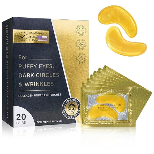 Under Eye Patches for Puffy Eyes and Dark Circles (20 Pairs), Under Eye Gold Mask with Hyaluronic Acid & Collagen to Reduce Wrinkles and Relieve Pressure, Eye Care Treatment for Men & Women Gift-VivaGrace Women
