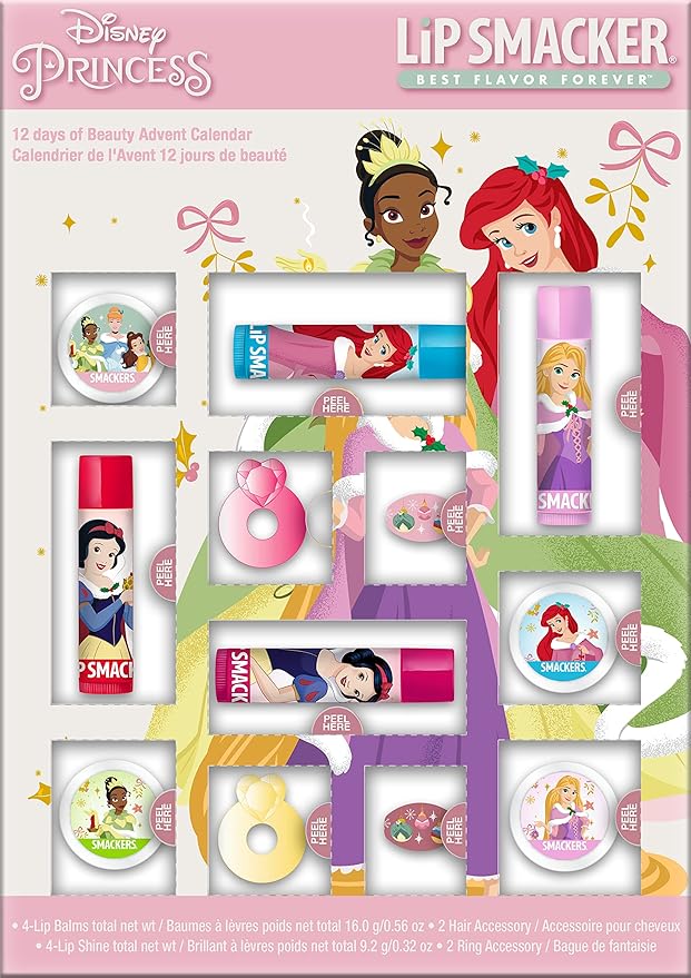 Lip Smacker Disney Princess Holiday 12 pc Advent Calendar Lip Balm & Makeup Set Girls-VivaGrace Women