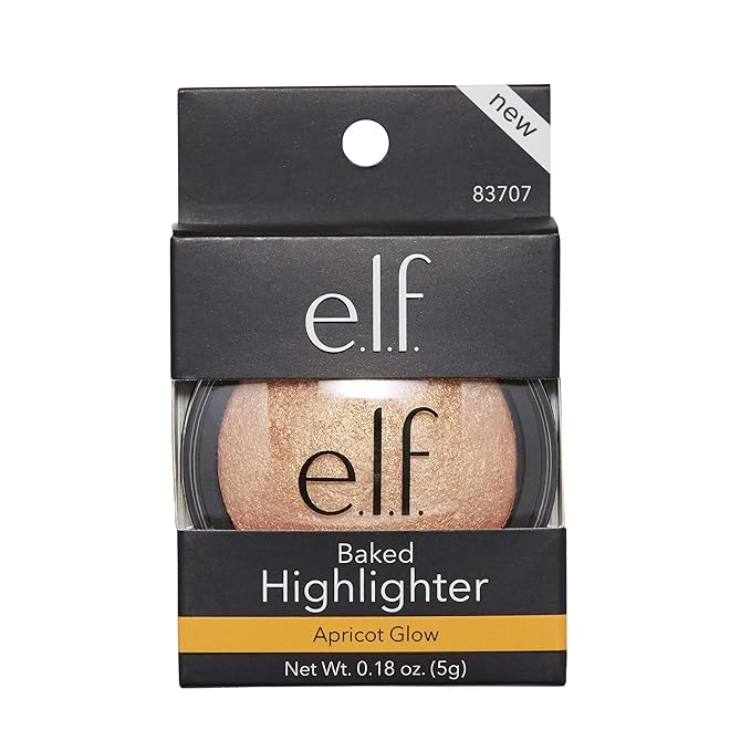 e.l.f., Baked Highlighter, Sheer, Shimmering, Hydrating, Blendable, Glides On, Creates a Radiant Glow, Nourishes, Apricot Glow, Infused with Vitamin E, Jojoba and Grape Oils, 0.16 Oz-VivaGrace Women