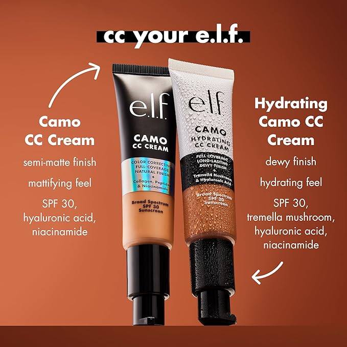 e.l.f. Hydrating Camo CC Cream, SPF 30, Color Correcting Full Coverage Foundation For A Dewy Finish, Vegan & Cruelty-Free, Rich 610 N-VivaGrace Women