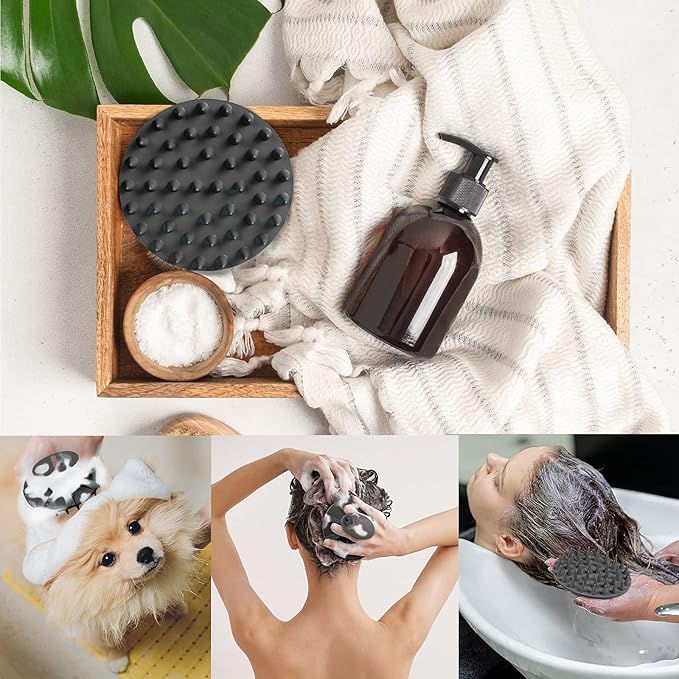 INNERNEED Scalp Care Massager Shampoo Brush, Wet & Dry Manual Head Scrubber Hair Washing, Soft Silicone Bristles, for Hair Growth, Dandruff Removal, Comfortable for All Hair Types (Black)-VivaGrace Women
