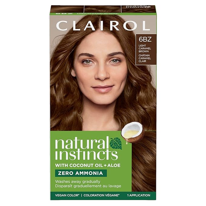 Clairol Natural Instincts Demi-Permanent Hair Dye, 6BZ Light Caramel Brown Hair Color, Pack of 1-VivaGrace Women