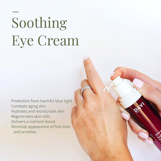 DAVI Soothing Eye Cream with Blue Light Protection | Under Eye Cream for Dark Circles and Puffiness | Anti-Aging Eye Cream for Dry Skin | All Natural | Non-GMO | Paraben-Free | Cruelty-Free | 1 Fl Oz-VivaGrace Women