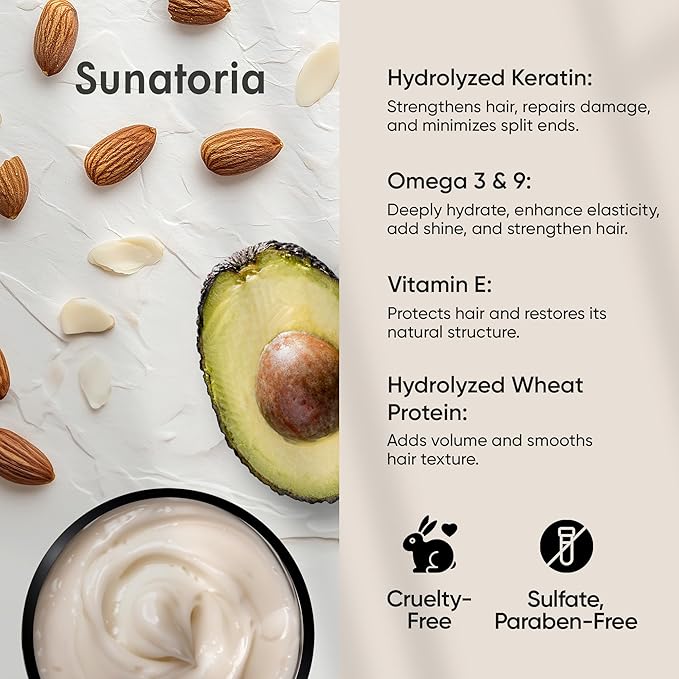 SUNATORIA Keratin Hair Mask - Deep Conditioner for Dry Damaged Hair - Hydrates, Repairs, Nourishes - Keratin Hair Treatment - Deep Conditioning Hair Mask - Keratina Mascarilla Para el Cabello-VivaGrace Women