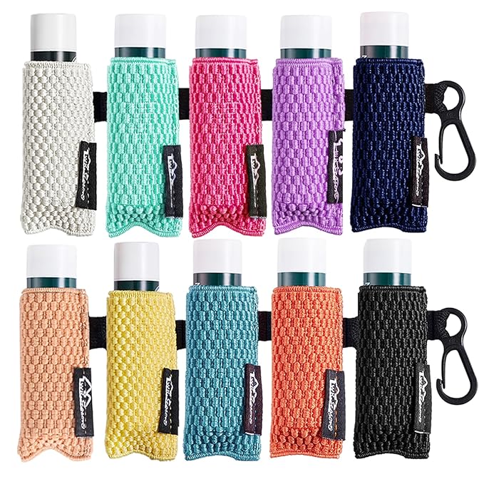 WKieason Lip Balm Sleeves Holder Keychain Bulk 10pcs Clip on Chapstick Key chain Holder Lip Gloss Keychain Holder Sleeve Tight-Knit Elastic Lipstick Key Chain Holder-VivaGrace Women