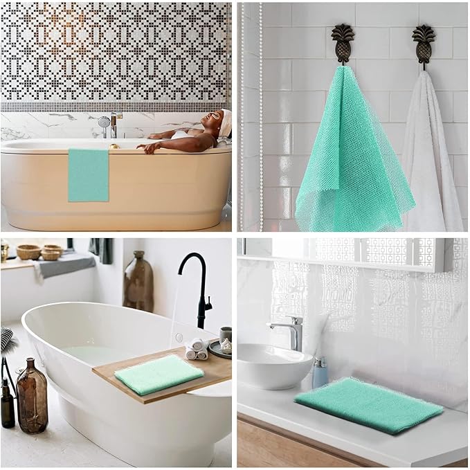 UJFQBH 2 Pieces African Bath Sponge African Net Long Net Bath Sponge Exfoliating Shower Body Scrubber Back Scrubber Skin Smoother,Great for Daily Use (Green)-VivaGrace Women