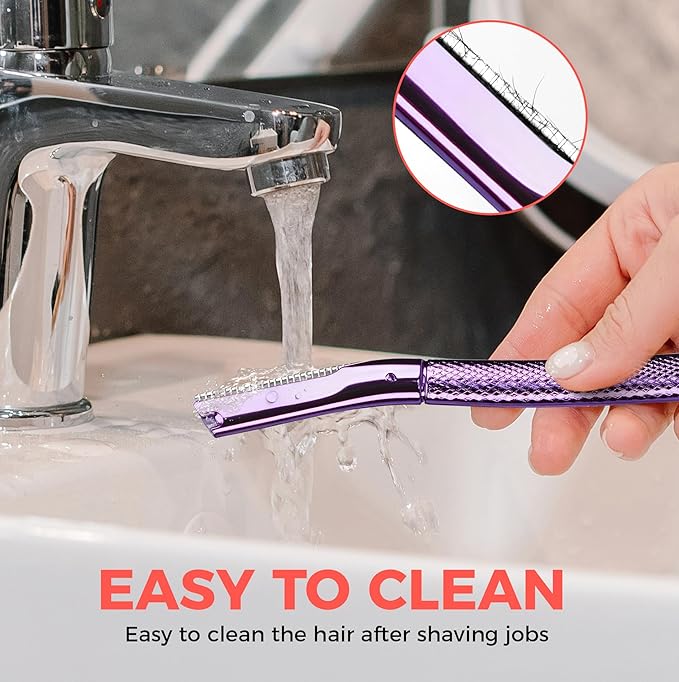 ZOMCHI Eyebrow Razor, Face Razors for Women&Men, Eyebrow Trimmer Shaper with Precision Cover, Facial Shaver with 6 Blades (Purple)-VivaGrace Women