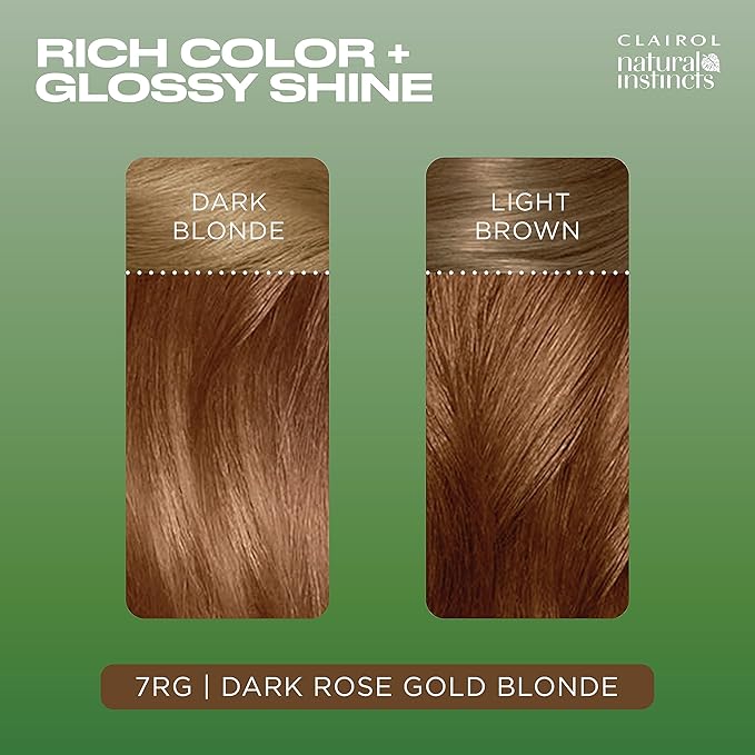Clairol Natural Instincts Demi-Permanent Hair Dye, 7RG Dark Rose Gold Blonde Hair Color, Pack of 1-VivaGrace Women