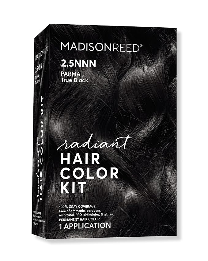 Madison Reed Radiant Hair Color Kit | 2.5NNN Soft Black (Parma Black) for 100% Gray Hair Coverage | Salon Quality Permanent Hair Dye | PPD-Free & Ammonia-Free | (Packaging May Vary) 1 Pack-VivaGrace Women