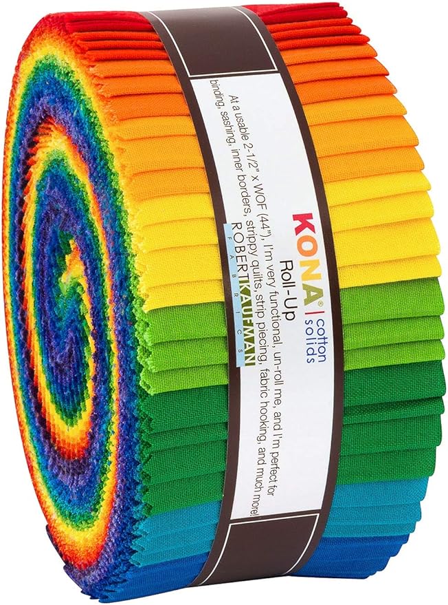 2-1/2in Strips Kona Cotton Bright Rainbow Palette, 40pcs/Bundle-VivaGrace Women