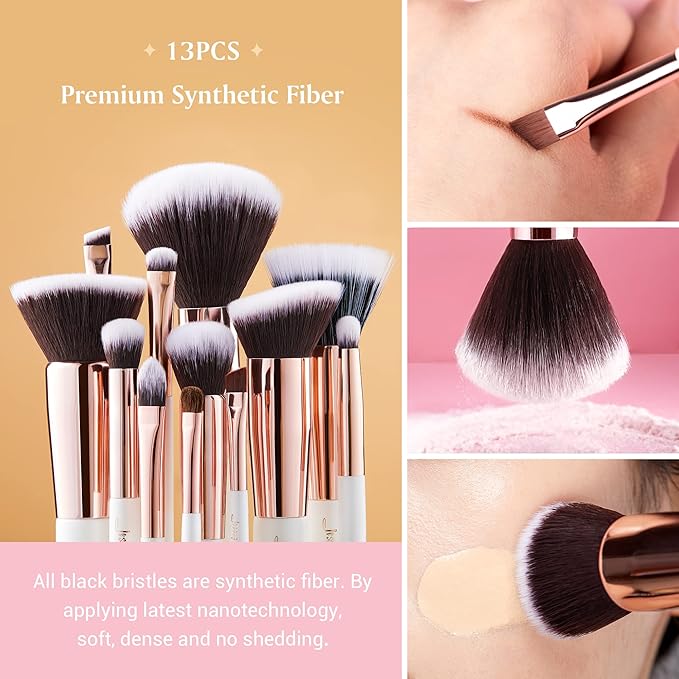 Jessup Brand 25pcs Professional Makeup Brush set Beauty Cosmetic Foundation Power Blushes eyelashes Lipstick Natural-Synthetic Hair Brushes set (Pearl White/Rose Gold)-VivaGrace Women
