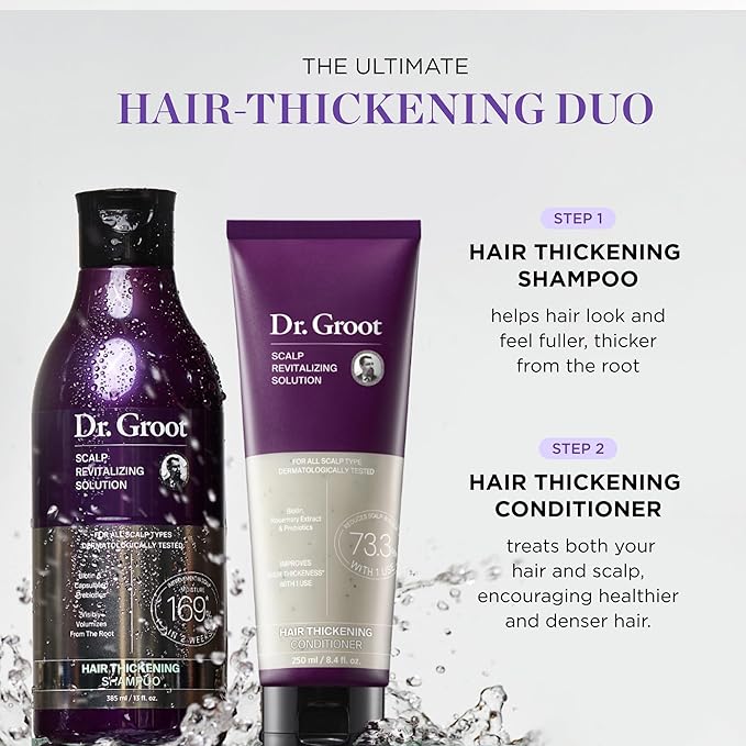 Dr. Groot Thickening Essentials Set for Hair Loss, Thinning Hair, Repair and Growth with Biotin and Rosemary, Clinically Tested Scalp Treatment-VivaGrace Women