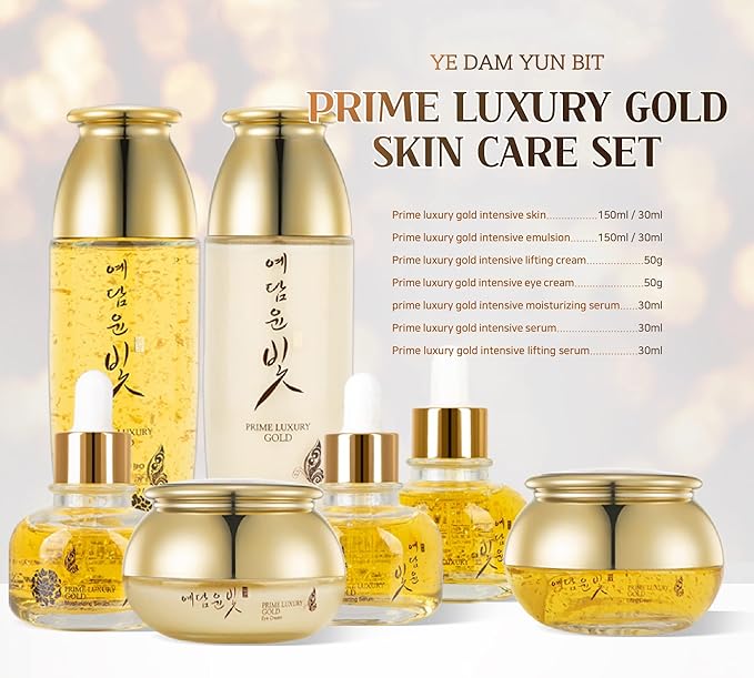 YEDAM YUN BIT Prime Luxury Gold Women Skin Care Set With Skin, Emulsion, Cream, Serum, Wrinkle Care Nourishing And Moisturizing, Calming Korea Cosmetics-VivaGrace Women