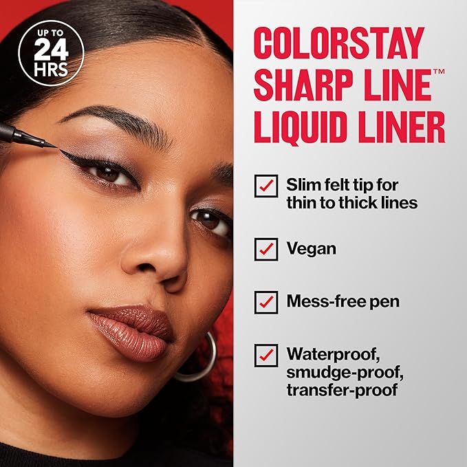 Revlon Liquid Eyeliner Pen, ColorStay Sharp Line Eye Makeup, Waterproof, Smudge-proof, Longwearing with Slim Tapered Tip, Sharp Line