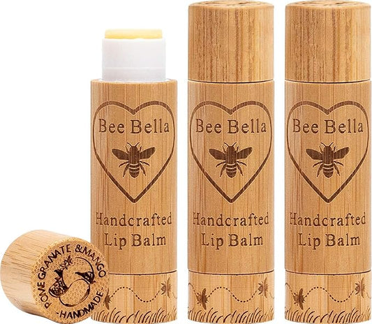 Bee Bella Lip Balm, Pomegranate Mango, 3 Pack - Moisturizing Lip Care, 100% Natural, Original Organic Beeswax with Vitamin E, Handmade in USA-VivaGrace Women