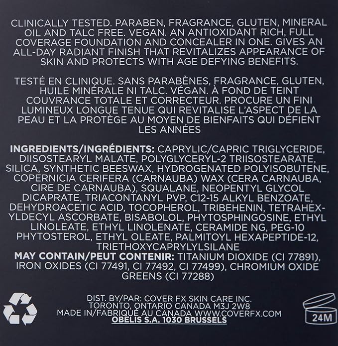 Cover FX Total Cover Cream Foundation: Oil-free Cream Foundation and Concealer - Full Coverage and Powerful Antioxidant Protection - N120, 0.35 oz-VivaGrace Women