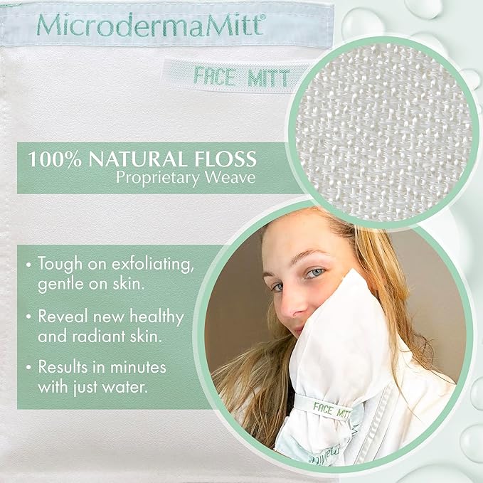 MicrodermaMitt Deep Exfoliating Mitt Scrub for Face, Lips & Neck - Dead Skin & Blackheads Remover - Gentle Facial Scrubber - Exfoliator Glove for Shower - Women Skin Care-VivaGrace Women
