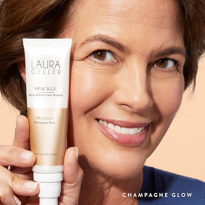 LAURA GELLER NEW YORK Ready-n-Radiant Kit (3 PC) - Baked Bronze-n-Brighten, Mediium + Spackle Super-Size Skin Perfecting Primer, Champagne Glow + Retractable Angled Kabuki Brush-VivaGrace Women