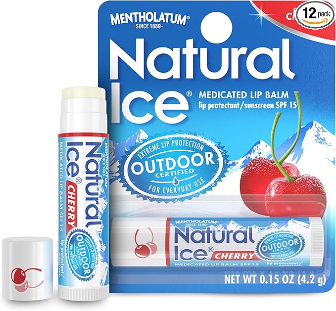 Natural Ice Cherry - SPF 15 lip balm, Cherry Flavor, 0.15 Ounce (Pack of 12)-VivaGrace Women
