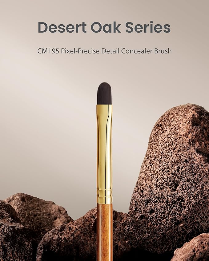 Desert Oak Series Pixel-Precise Detail Concealer Brush - Micro Teardrop Head for Acne Scars & Dark Spots, Sustainable Bubinga Handle (CM 195)-VivaGrace Women