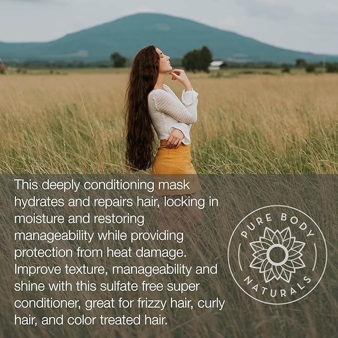 Pure Body Naturals Coconut Oil Hair Mask, Deep Conditioning Hair Treatment for Dry Damaged and Color Treated Hair, Sulfate Free Hair Conditioner, Moisturizes, Repairs, 8.8 Fl Oz-VivaGrace Women