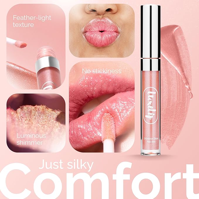 LuxeLip™ Matte Lipstick, Hydrating Non-Sticky Lip Gloss for Luminous Shine & Moisturized Lips, Lightweight, Long-Lasting Glossy Finish, Cruelty-Free Lip Makeup for Women (Luminous Pearl, 8ml)-VivaGrace Women