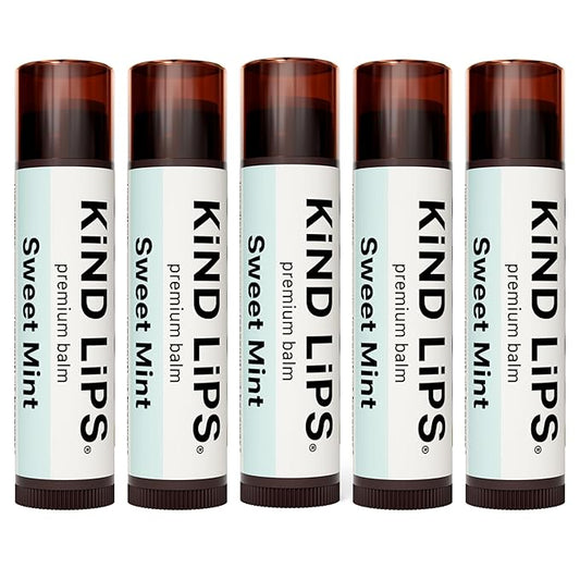 Kind Lips Lip Balm - Nourishing & Moisturizing Lip Care with Shea Butter, Beeswax & Vitamin E | Sweet Mint Flavor | 0.15 Ounce (Pack of 5)-VivaGrace Women